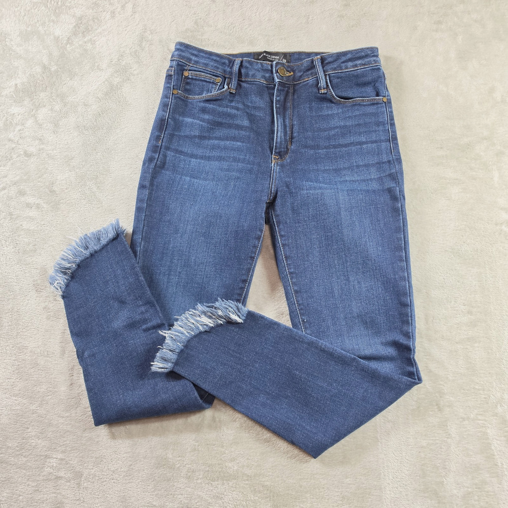 Just Black Jeans Womens 29 Skinny Frayed Tulip Hem Ankle Blue